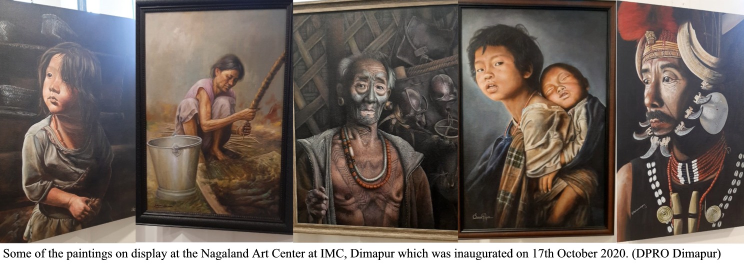 SOME OF THE PAINTINGS ON DISPLAY AT THE NAGALAND ART CENTER AT IMC, DIMAPUR