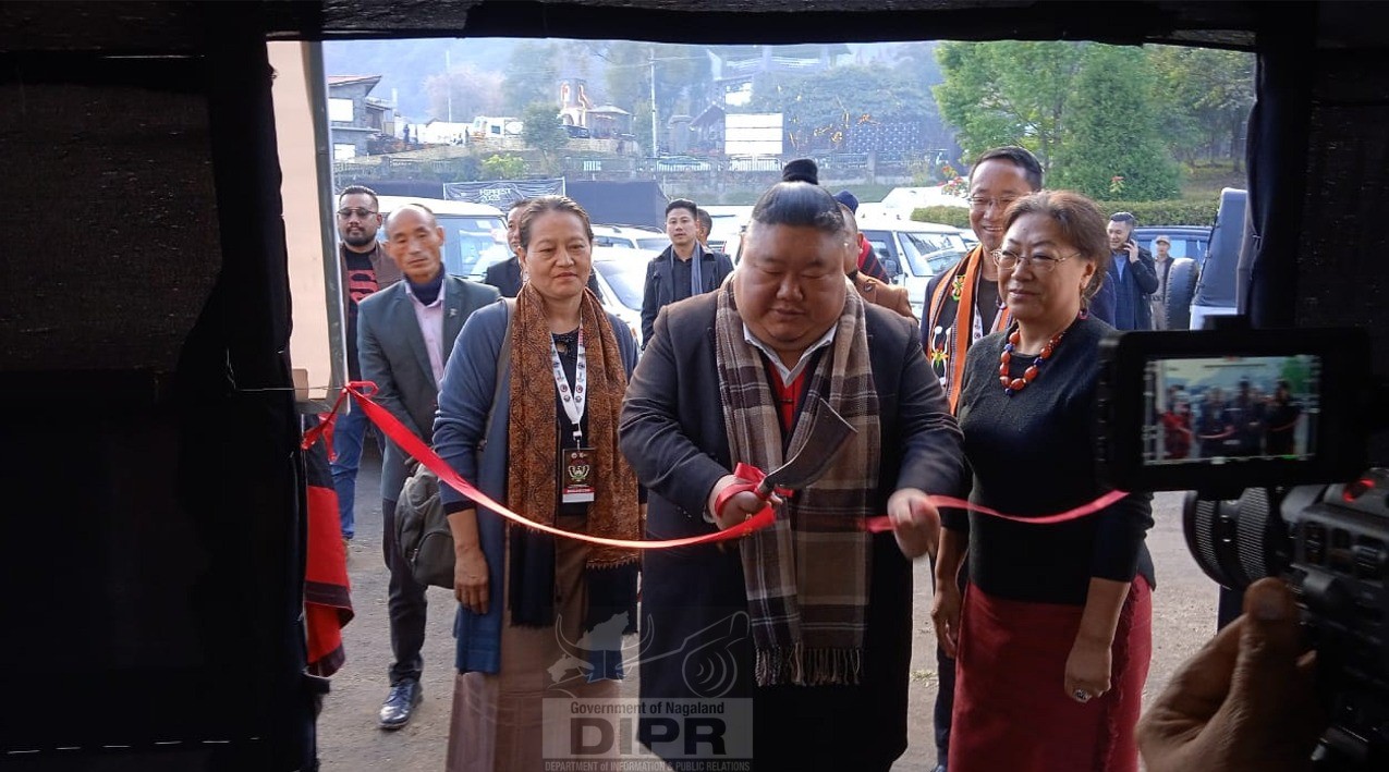 Minister Higher Education and. Tourism, Temjen Imna Along inaugurated Craft Scape at Kisama on 1st December 2023. (DIPR) 