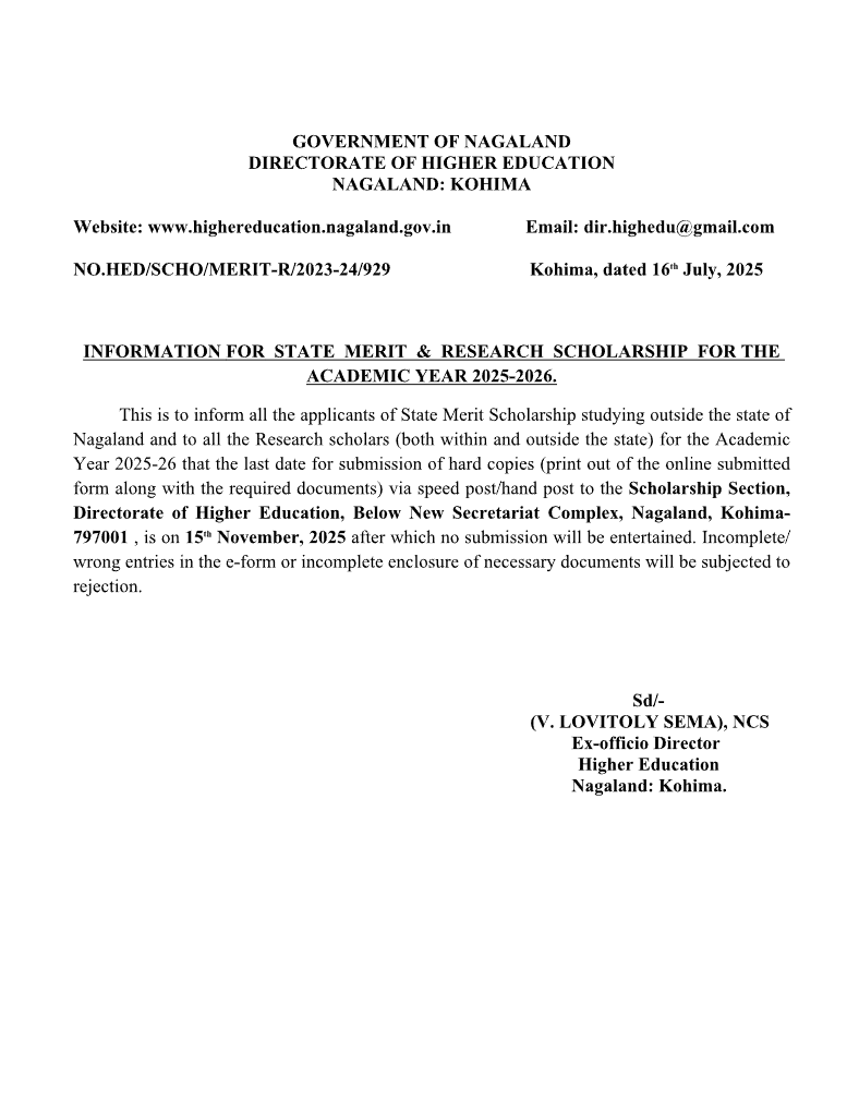 Notification: Higher education