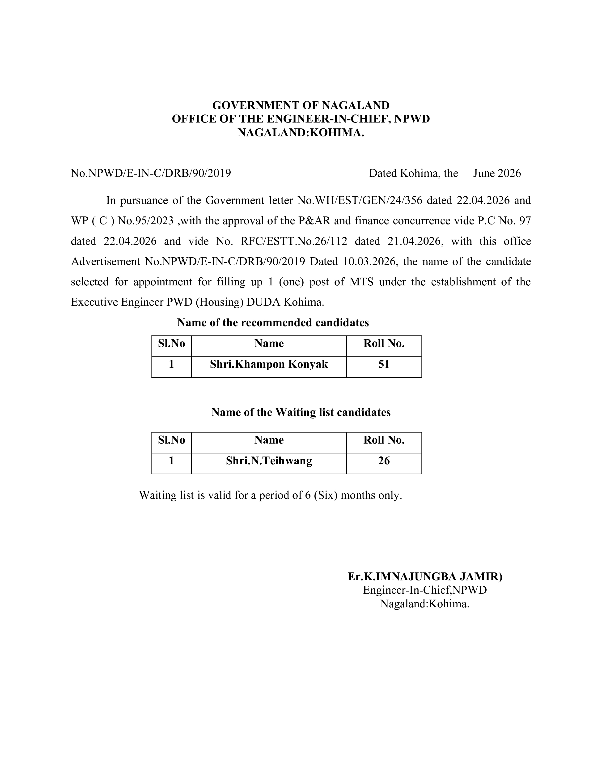Notification: PWD