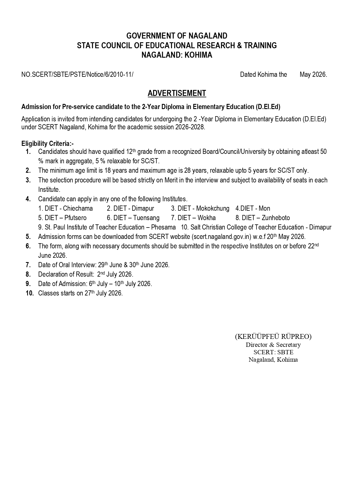 ADVERTISEMENT: SCERT