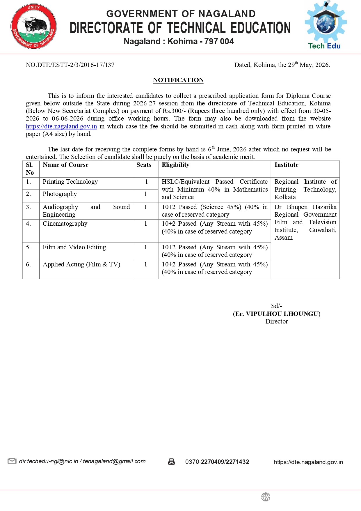 Notification Technical Education