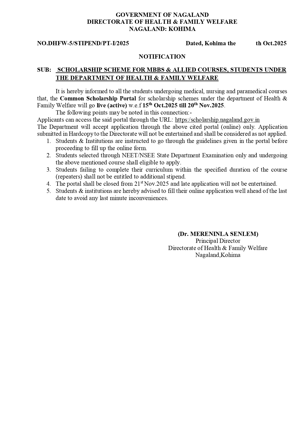 Notification: H&FW