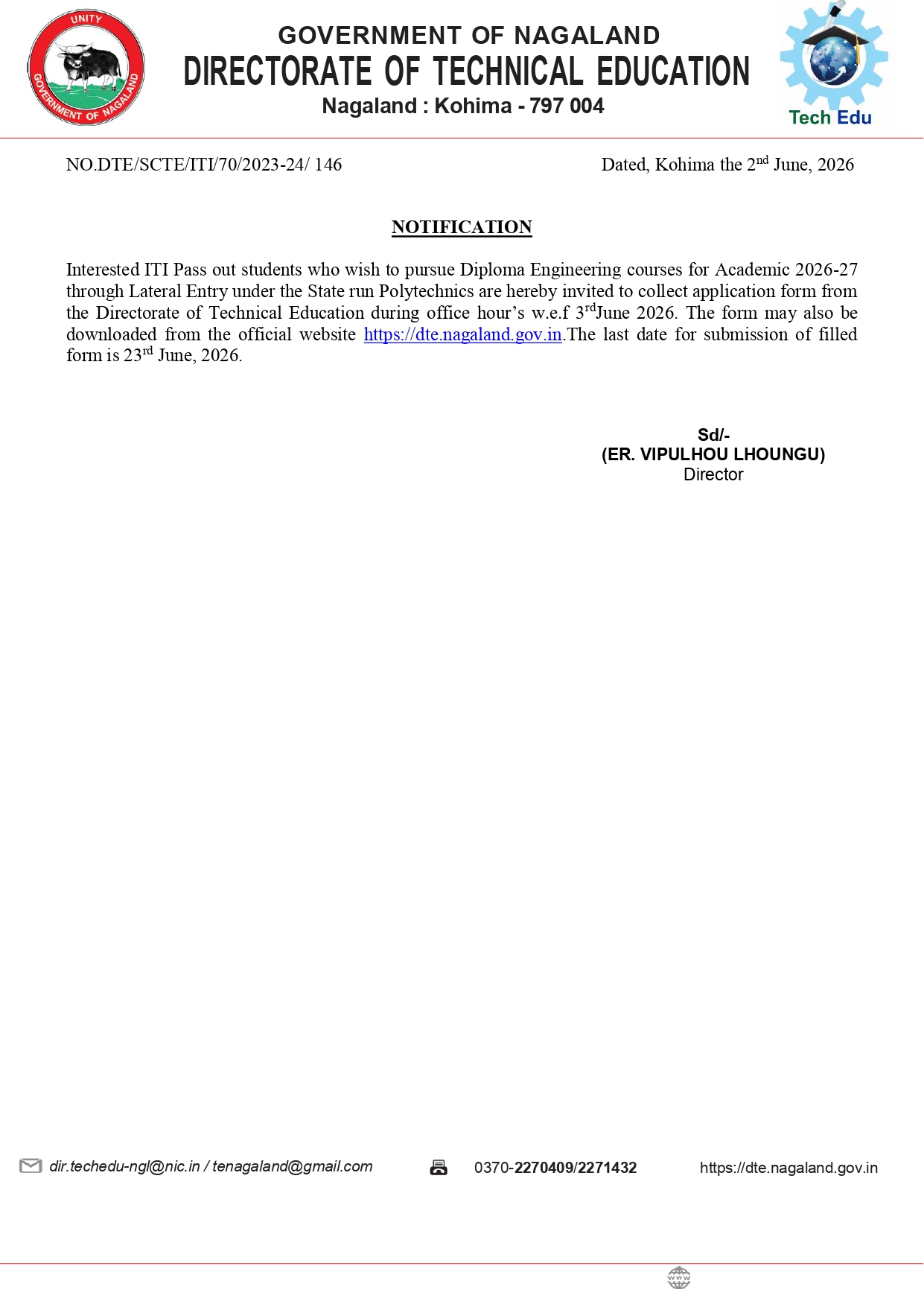 Notification Technical Education