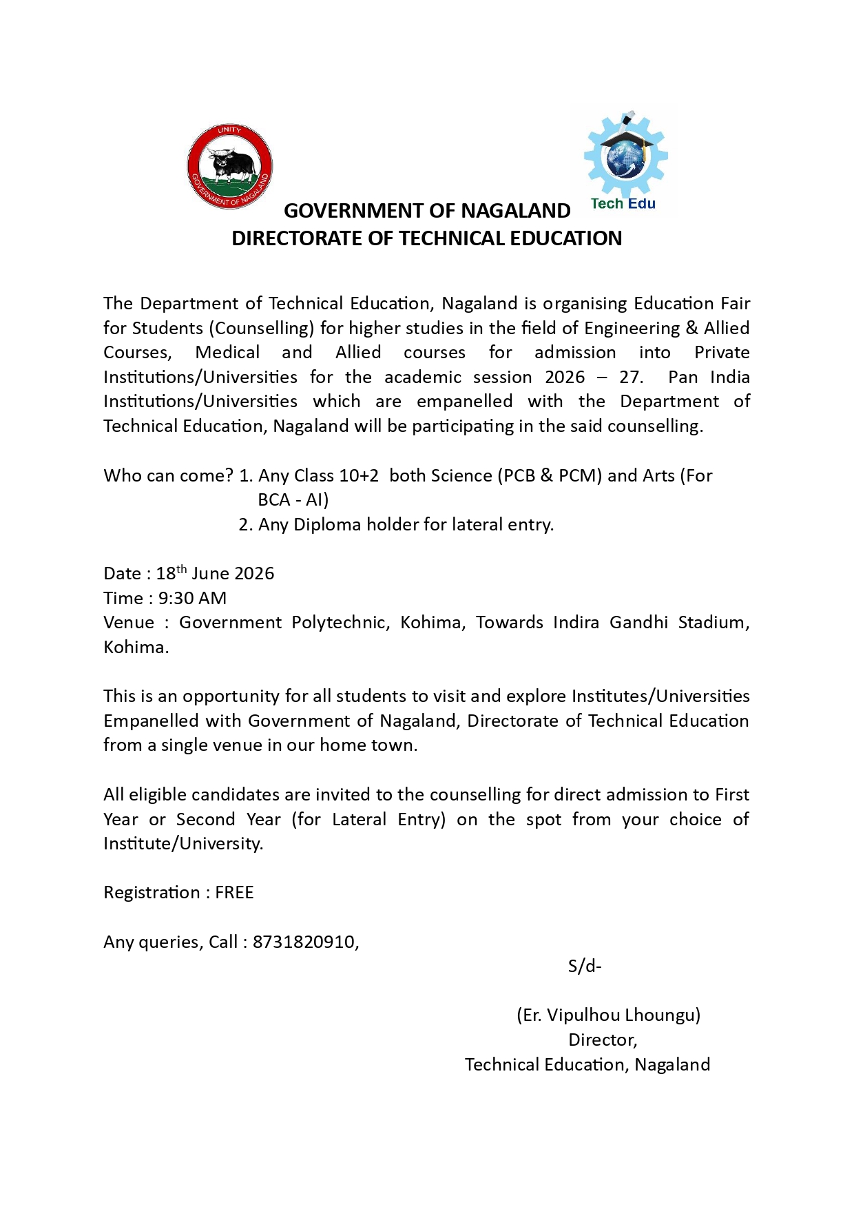 Notification: Technical Education