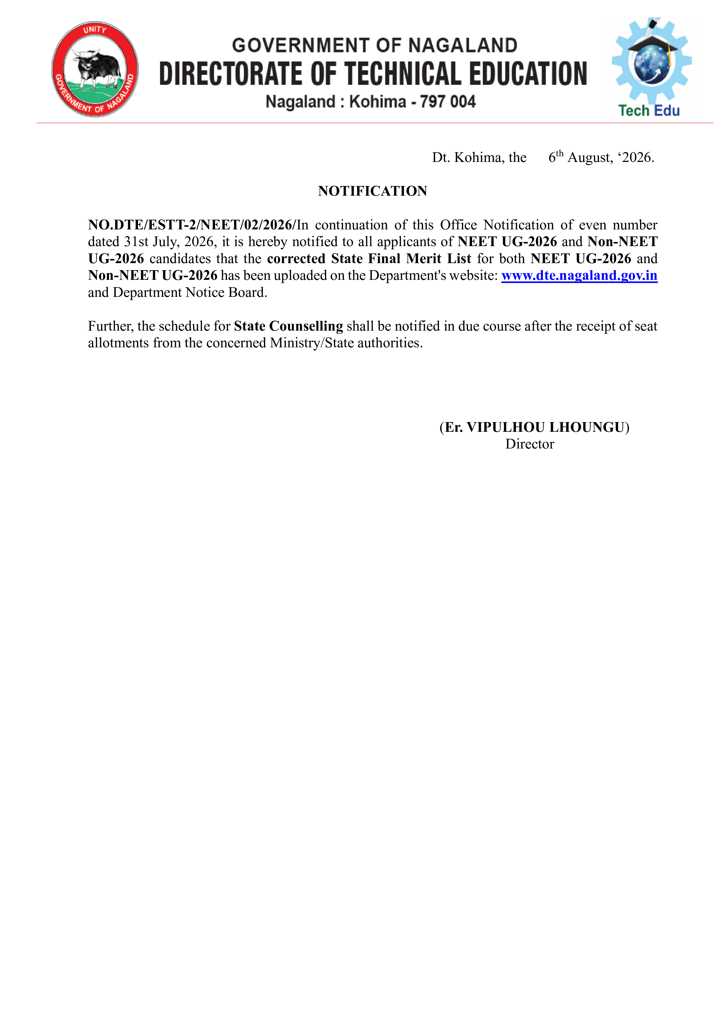 Notification Technical Education