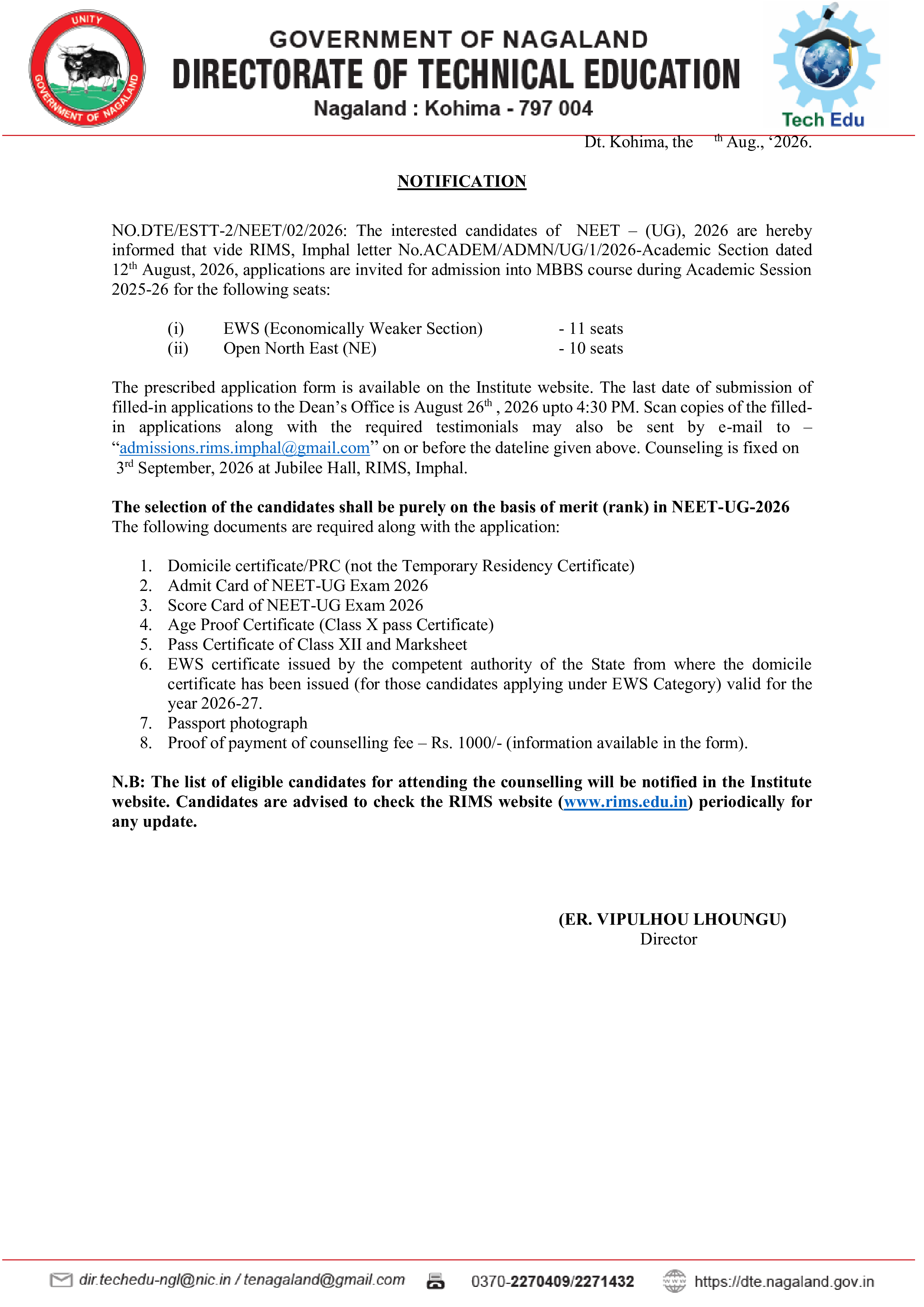 Notification Technical Education