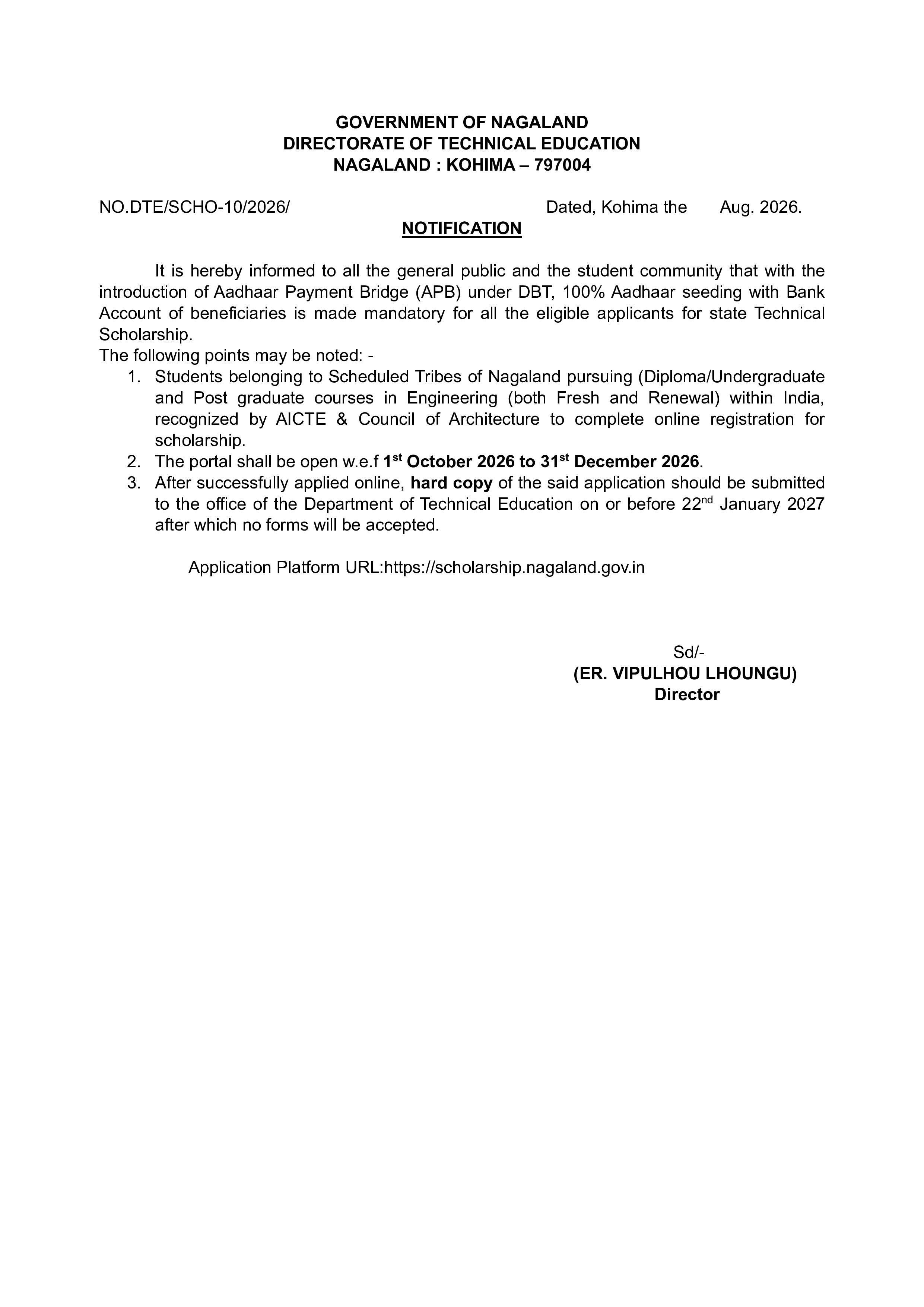 Notification Technical Education