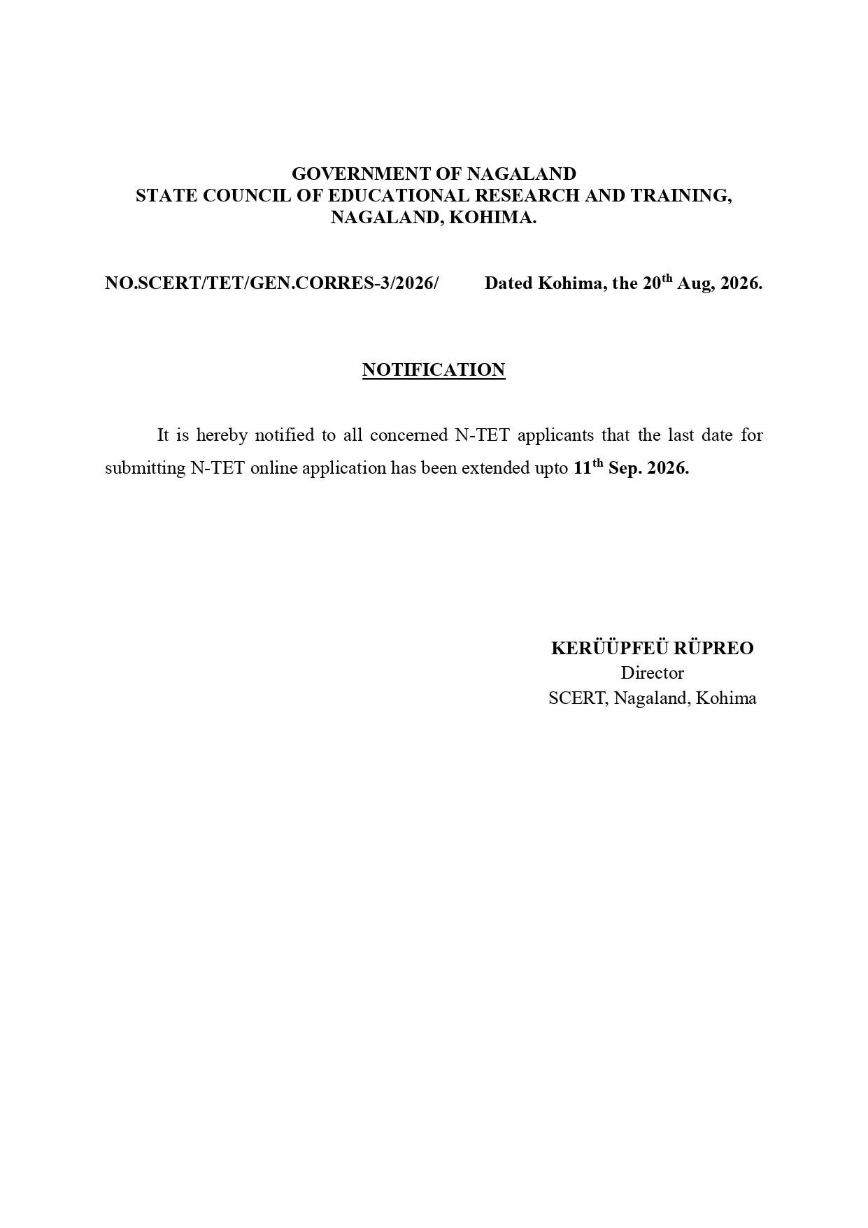 Notification SCERT
