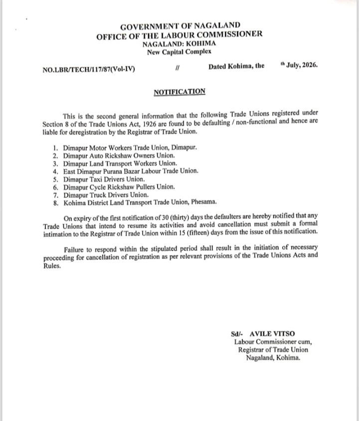 Notification: Labour Commissioner