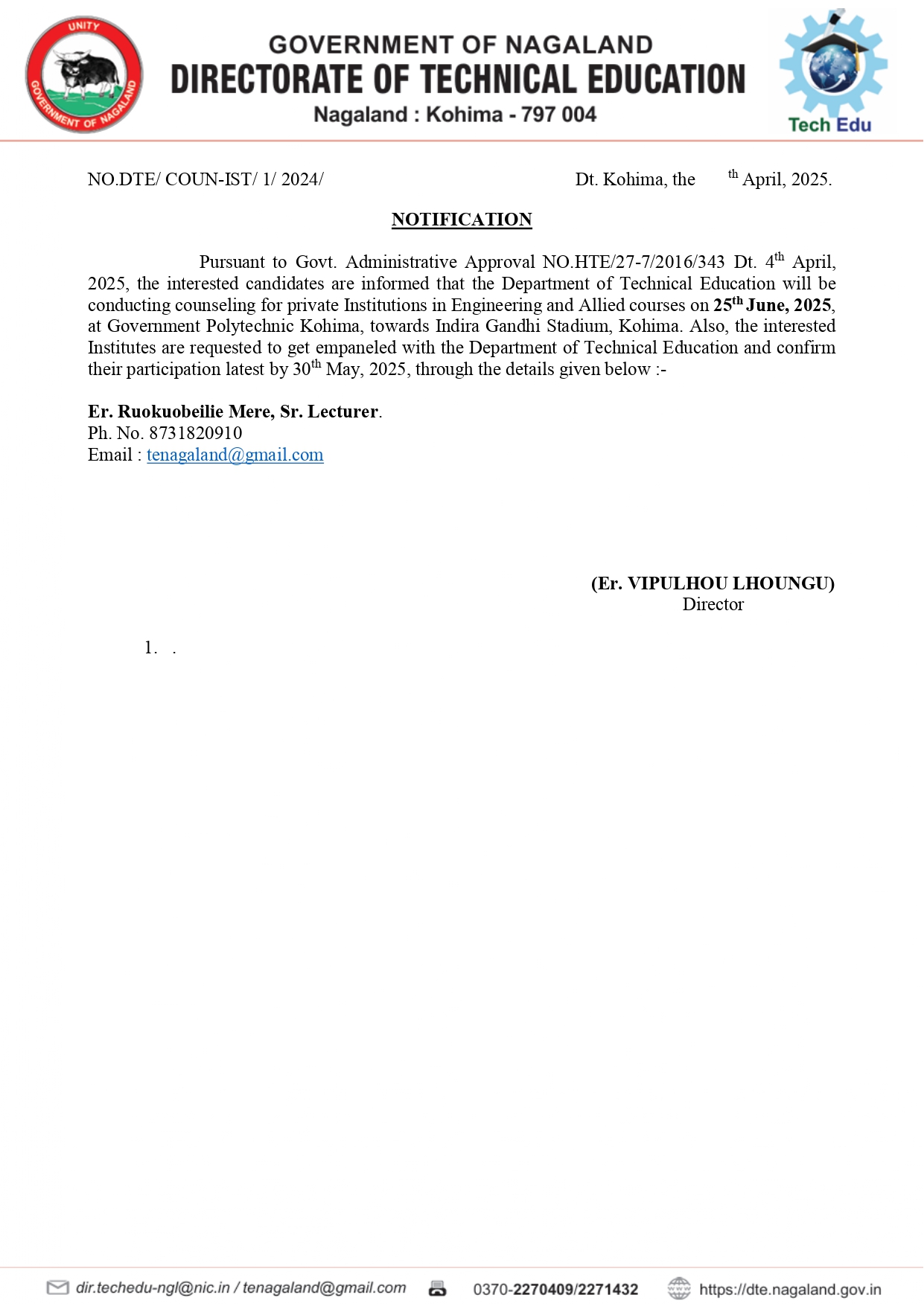 Notification: Technical Education