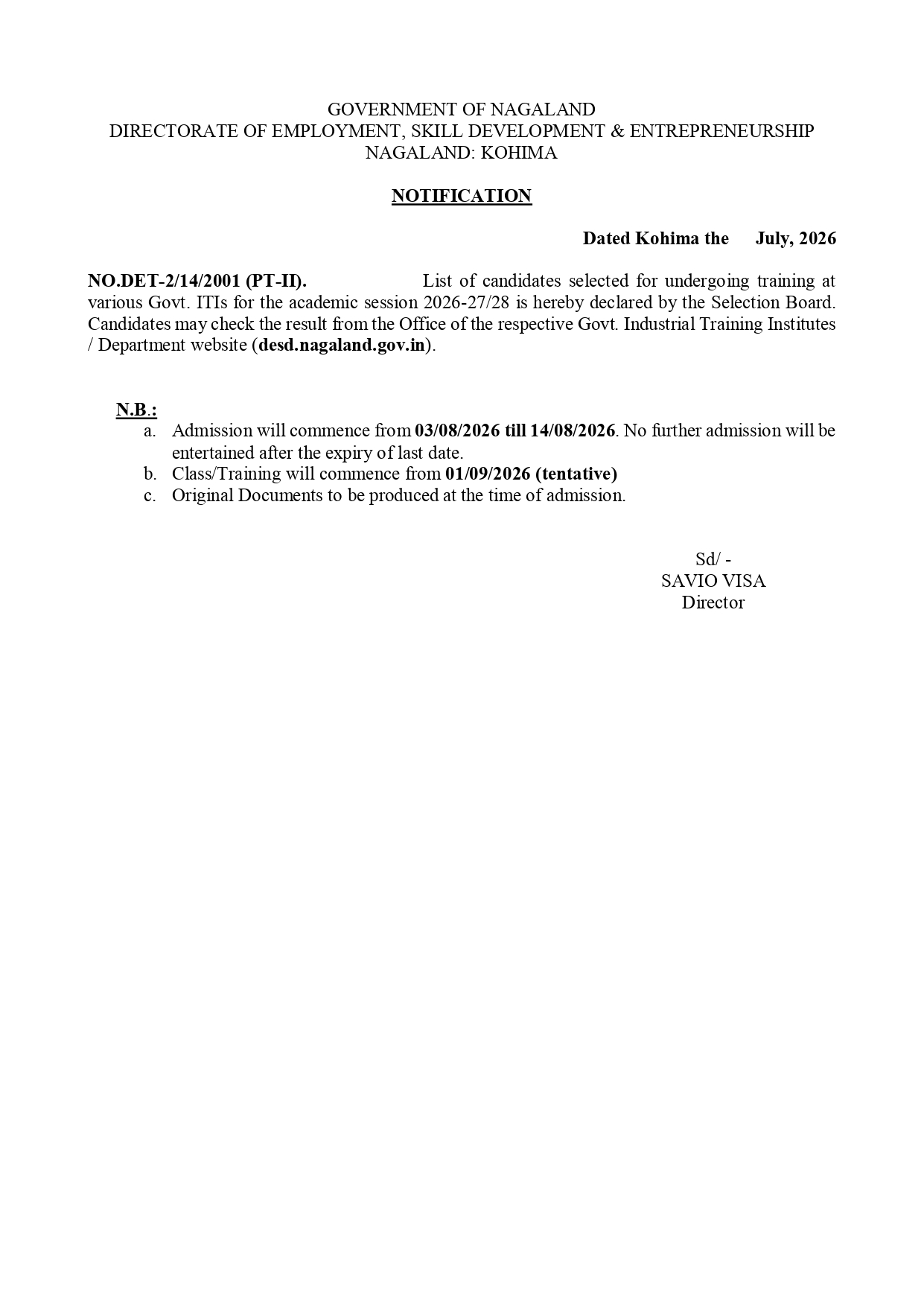 Notification: Skill Development