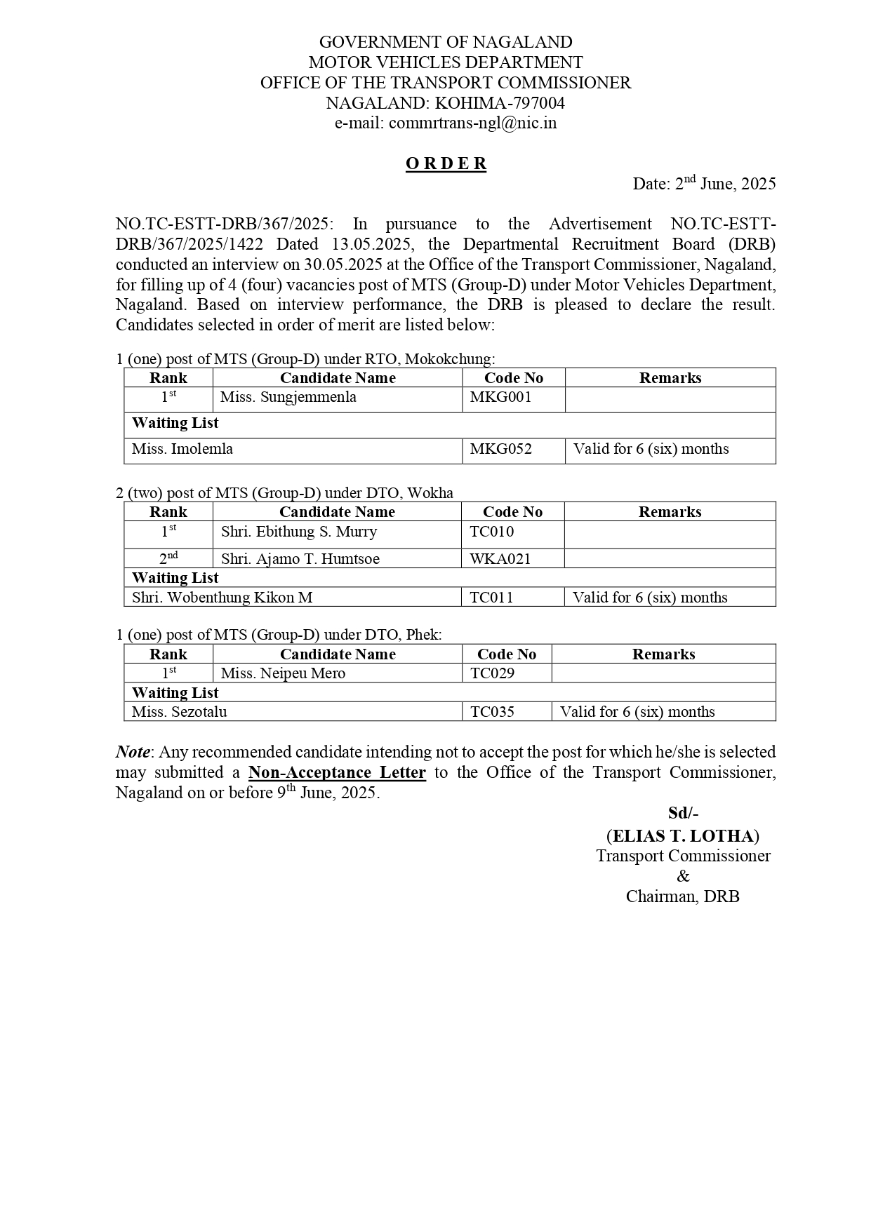 Notification-Transport-Commissioner