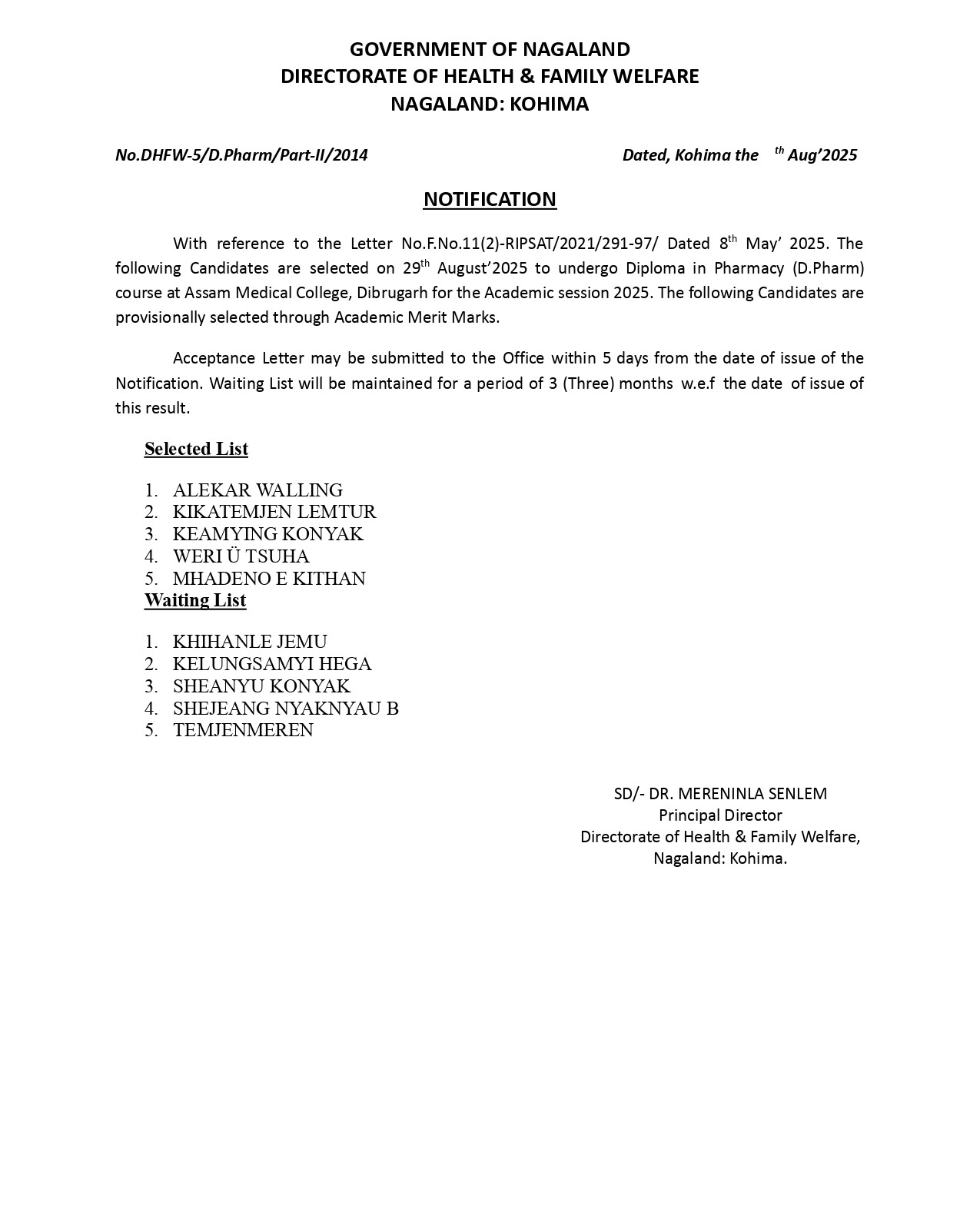Notification-H&FW