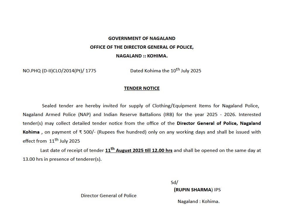 Tender Notice DGP