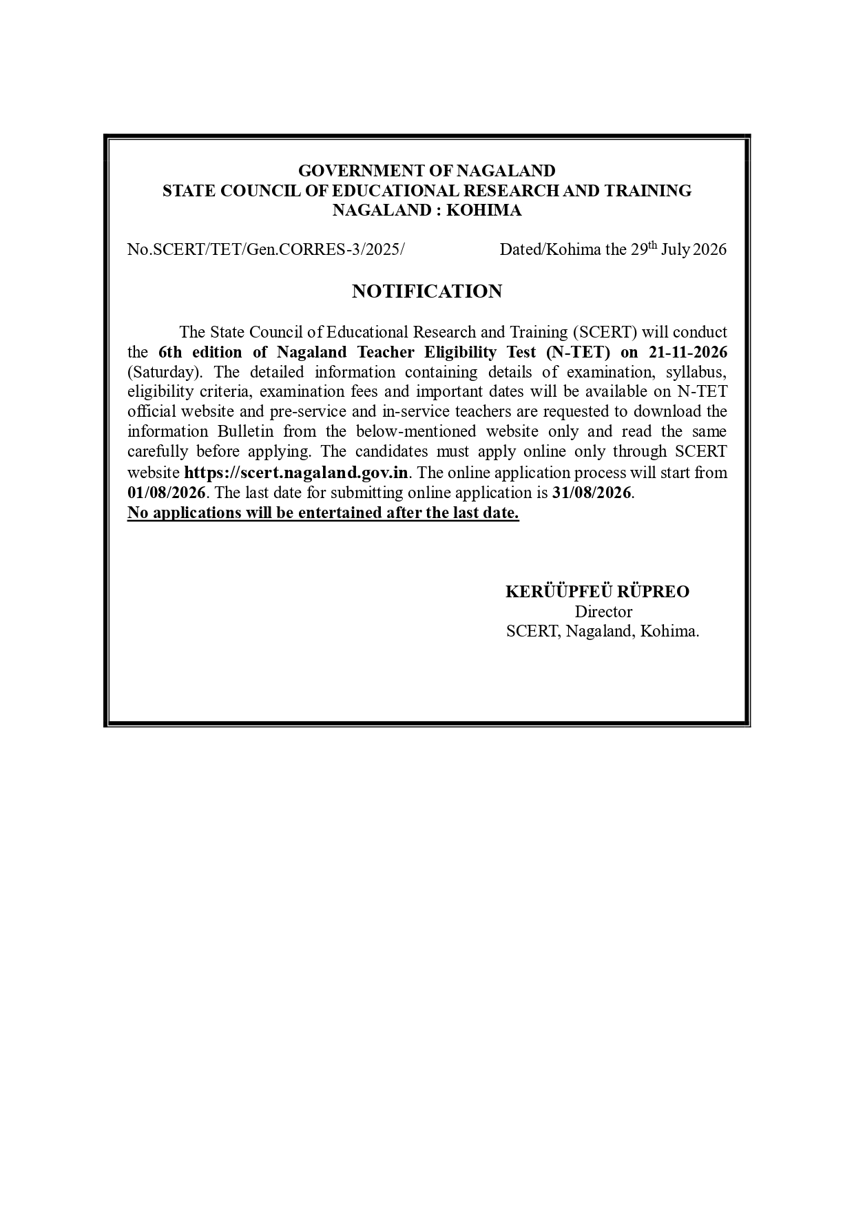 Notification SCERT