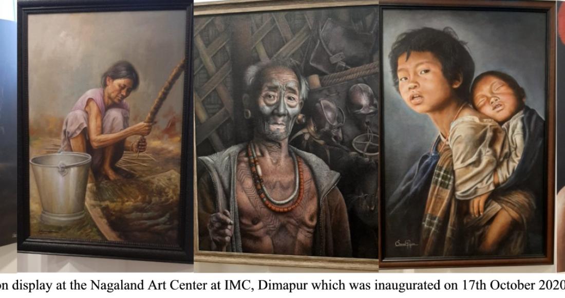 SOME OF THE PAINTINGS ON DISPLAY AT THE NAGALAND ART CENTER AT IMC, DIMAPUR