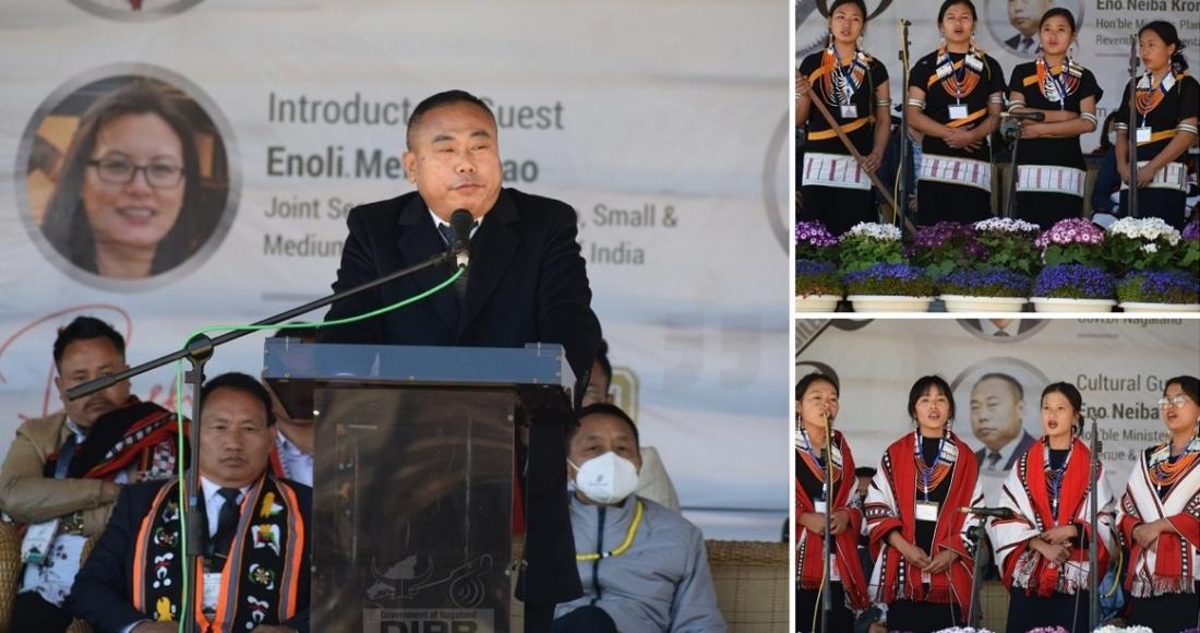 CULTURAL GUEST NEIBA KRONU SPEAKING AT THE CULTURAL SESSION OF CHAKHESANG STUDENTS’ UNION PLATINUM JUBILEE CELEBRATION