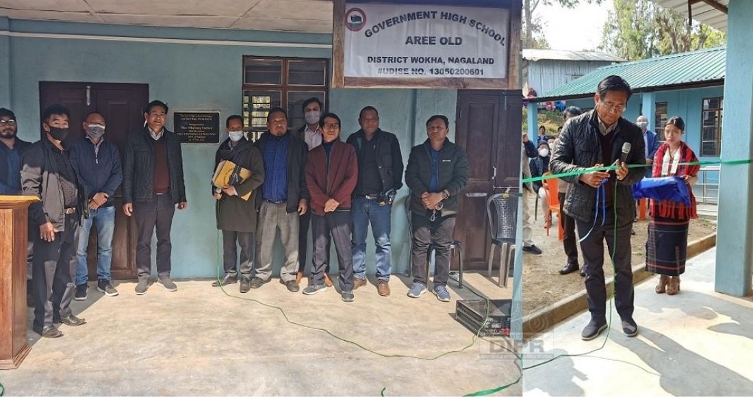 Mhathung Yanthan inaugurating the newly constructed Government High School building at Old Aree