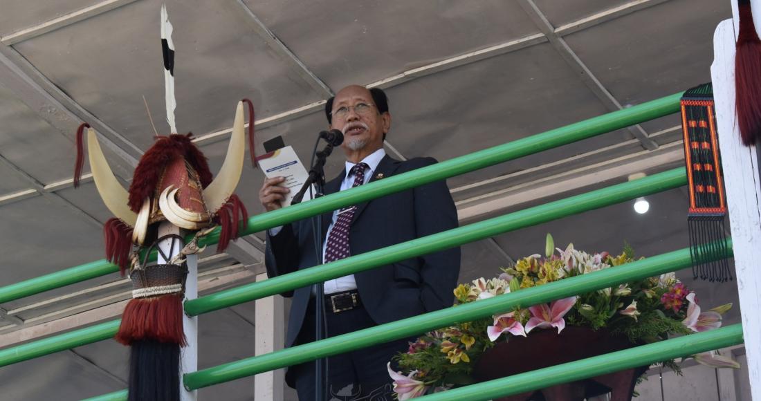 CM ADDRESSING THE GATHERING DURING THE SHAMATOR DISTRICT INAUGURATION PROGRAMME