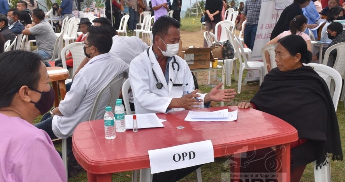 Medical services to an elderly woman at the health mela, Chedema