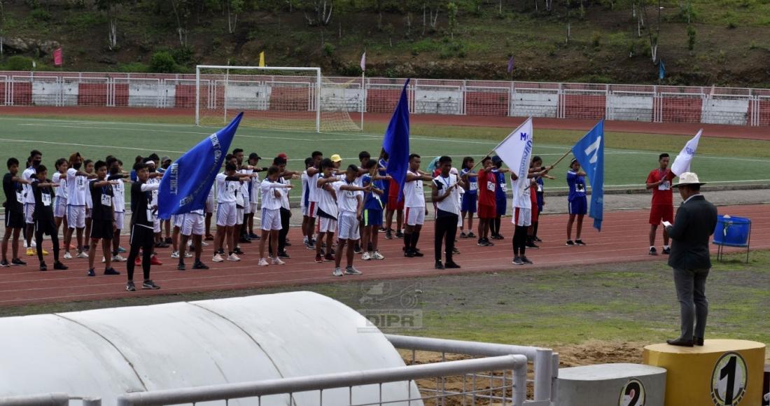 Oath being administered during the inaugural programme of the 1st State Level GHSS & GHS Athletic Meet 2022