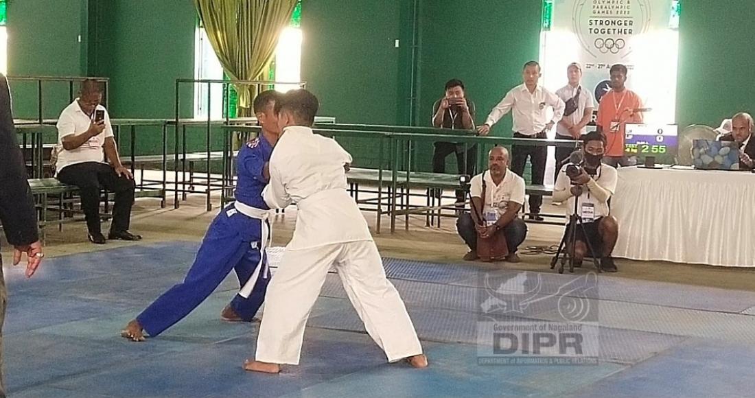 Athletes in action during para judo