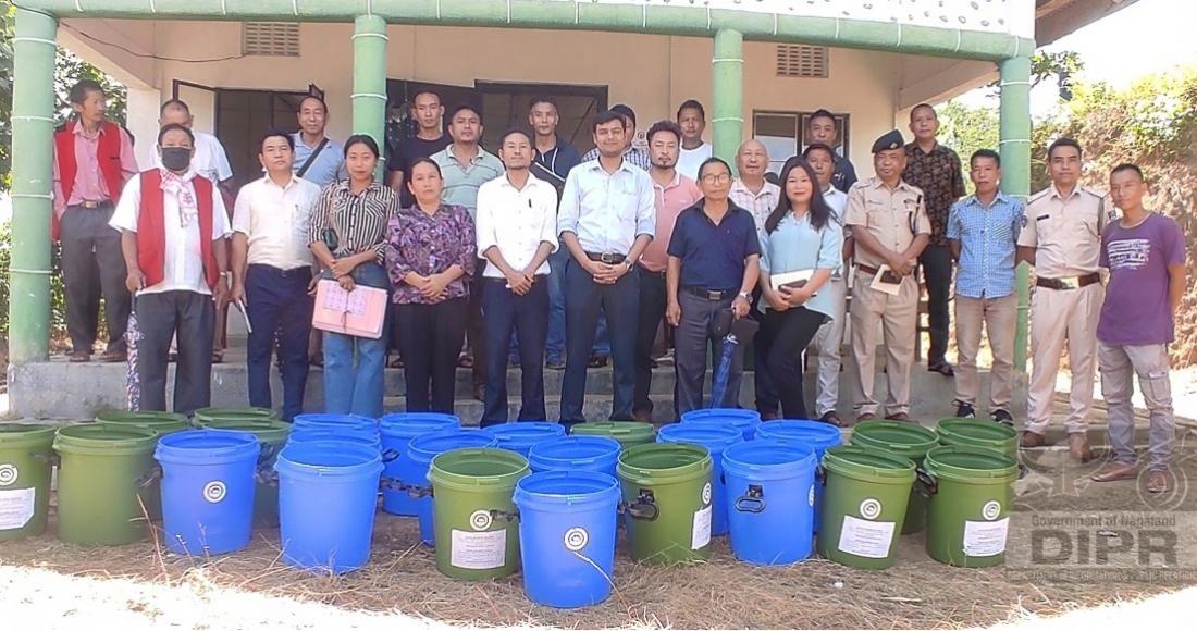 COORDINATION MEETING CUM DISTRIBUTION OF WASTE MANAGEMENT BINS HELD AT BHANDARI