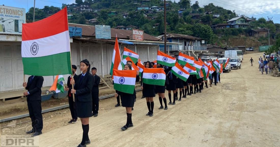 MORNING PROCESSION UNDER HAR GHAR TIRANGA HELD AT NOKLAK