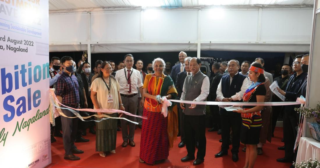 Union Minister, Finance & Corporate Affairs, Nirmala Sitharaman inaugurating the exhibition stalls during the Nagaland CSR & Investment Conclave 2022
