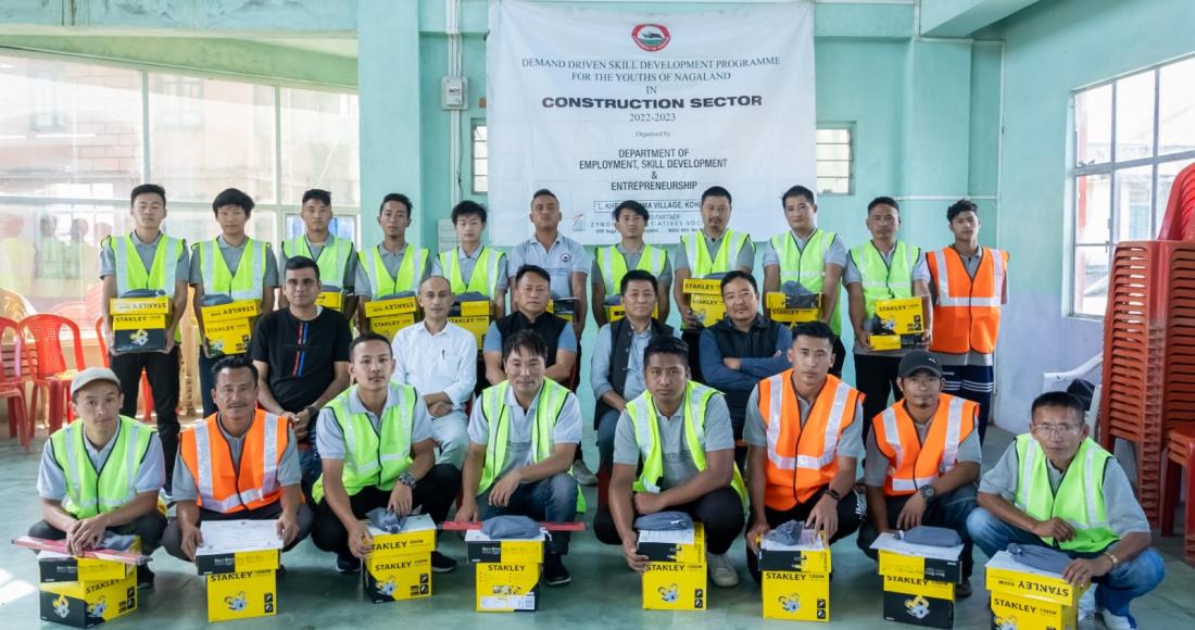 Participants were awarded with certificates, tools and machinery during the culmination programme of the skill training in the construction sector at L. Khel, Kohima on 10th September 2022.  (Shahlong IA)