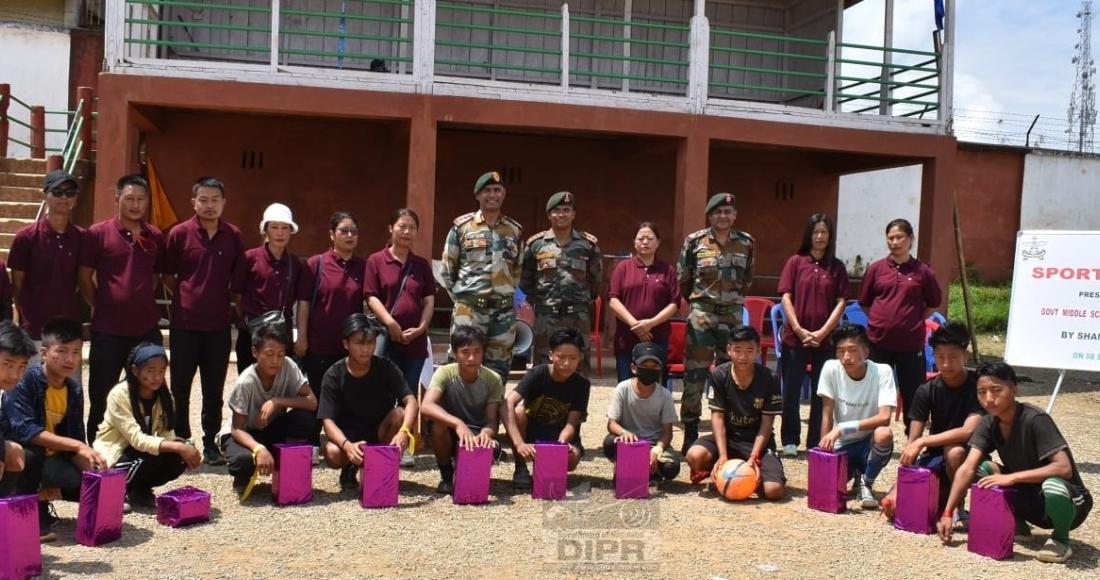 Shamator Battalion Assam Rifles Donate Football kit to School Football team.