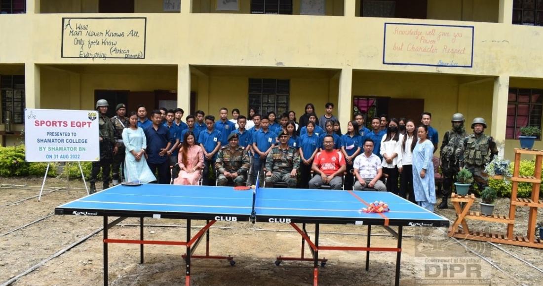 Shamator Battalion Assam Rifles donates Table Tennis table and sports equipment to Shamator college