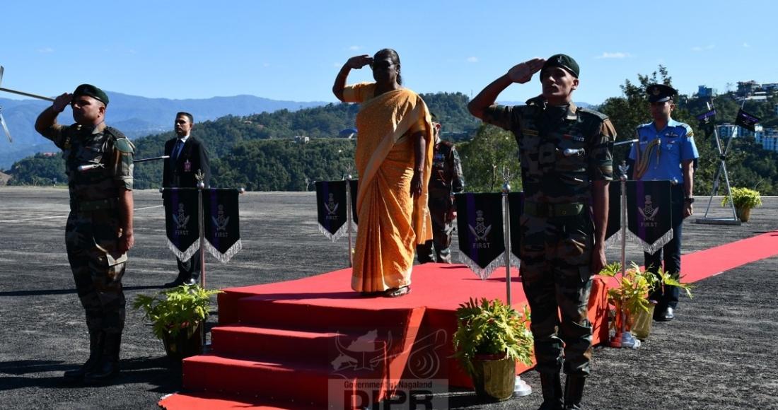 President of India accords Guard of Honour at Assam Rifles Helipad, Kohima
