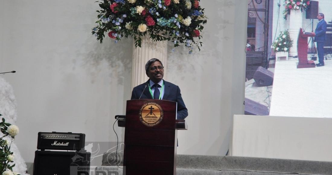 Rev. Watson Rajaratnam speaking at the ABAM Sesquicentennial Celebration at Impur