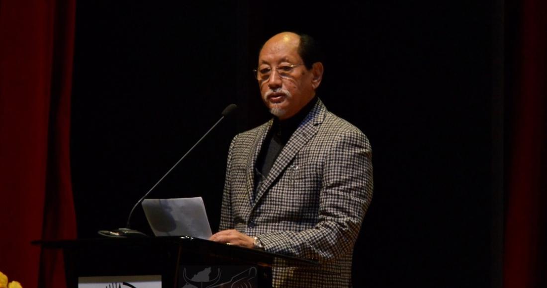 Chief Minister, Neiphiu Rio speaking during the launching of 10 Bed ICU Project at Capital Cultural Centre, Kohima