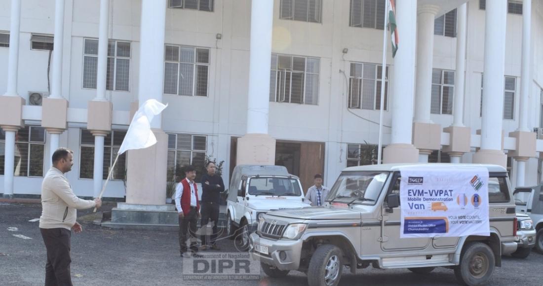 DC flagged off EVM VVPAT mobile demonstration Van at Chumoukedima