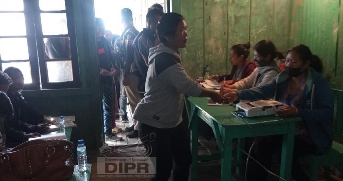 All women polling personnel on duty at Tuensang village