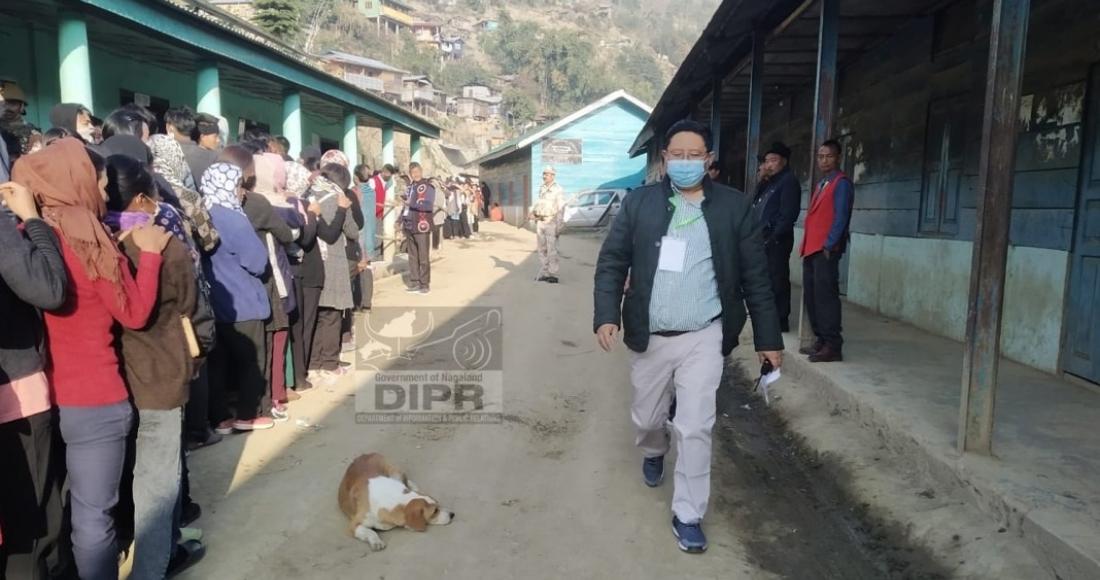 DC & DEO Kiphire inspecting the polling Station 6 at Kiphire