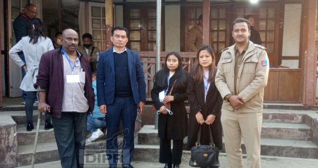 DC & DEO and SP Tuensang posing with PwDs polling team at the polling Materials reception center at Tuensang