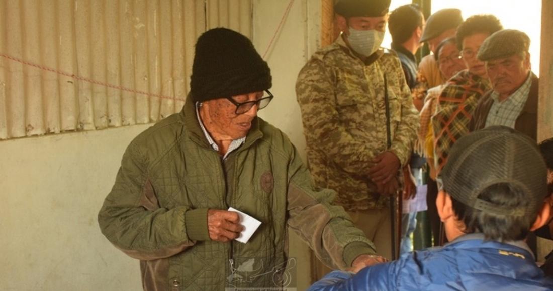 Elderly citizen after casting their vote in one of the polling station under Mokokchung