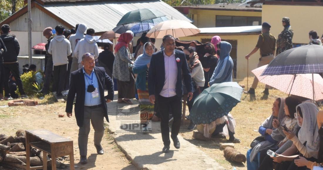 Medo Yhokha exiting the Government Middle School Vikhozou, Kigwema Polling Station after casting his vote