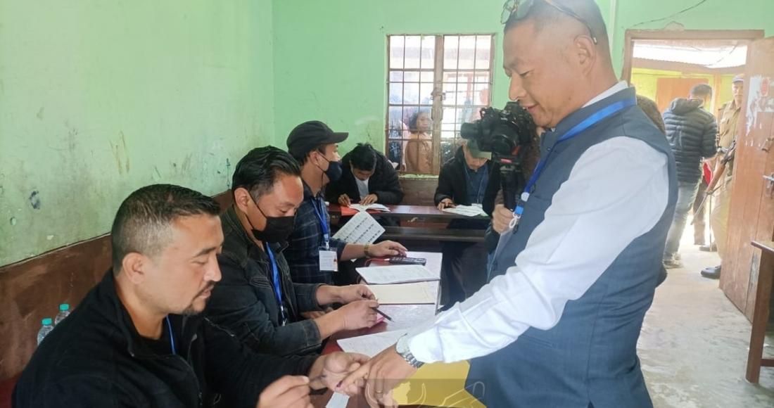 NDPP Candidate from 10 NA-I AC, Dr. Kekhrie Yhome casting his vote