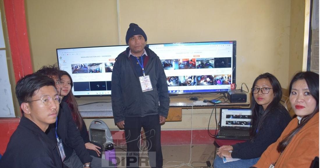 NIC Team, Wokha monitoring webcasting facility set up in various polling stations under Wokha district