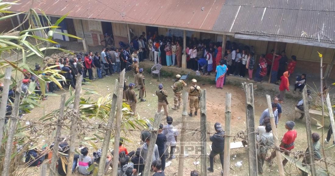 Polling in progress at Pongching Village under Longleng