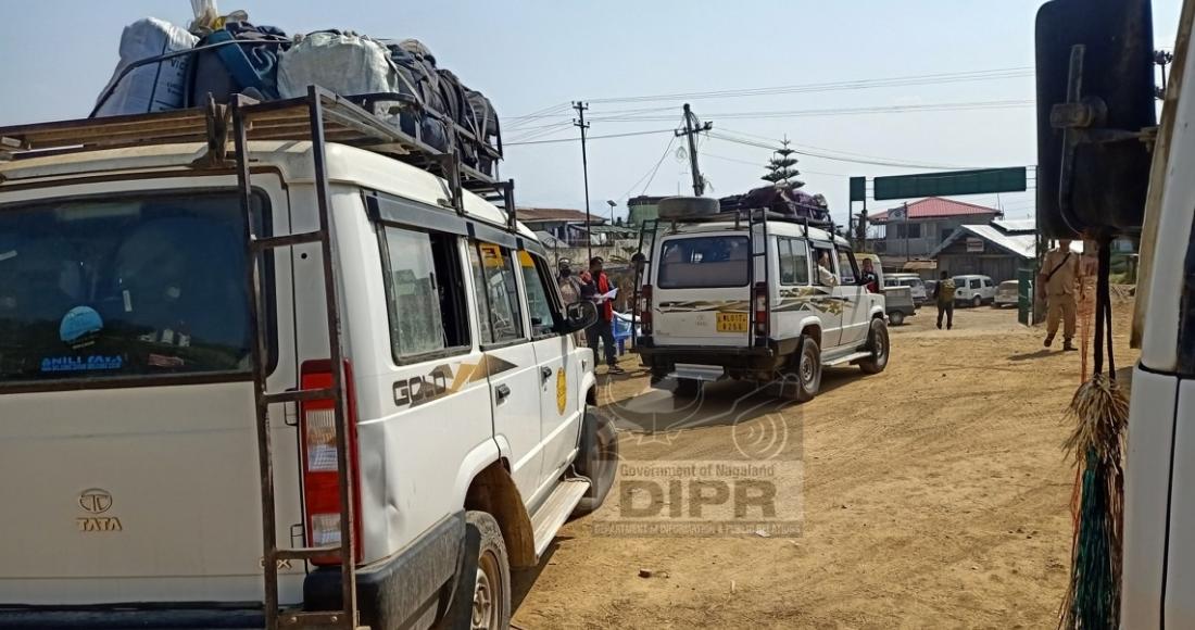 Polling party of 7-Peren AC heading to their polling station at Peren