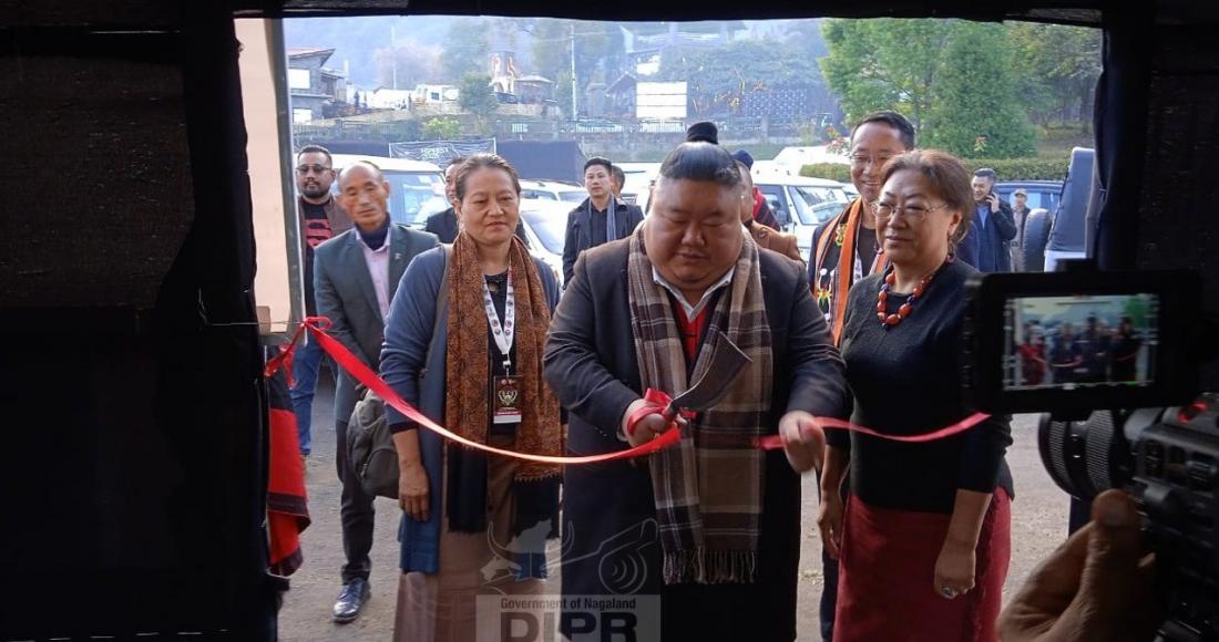 Minister Higher Education and. Tourism, Temjen Imna Along inaugurated Craft Scape at Kisama on 1st December 2023. (DIPR) 