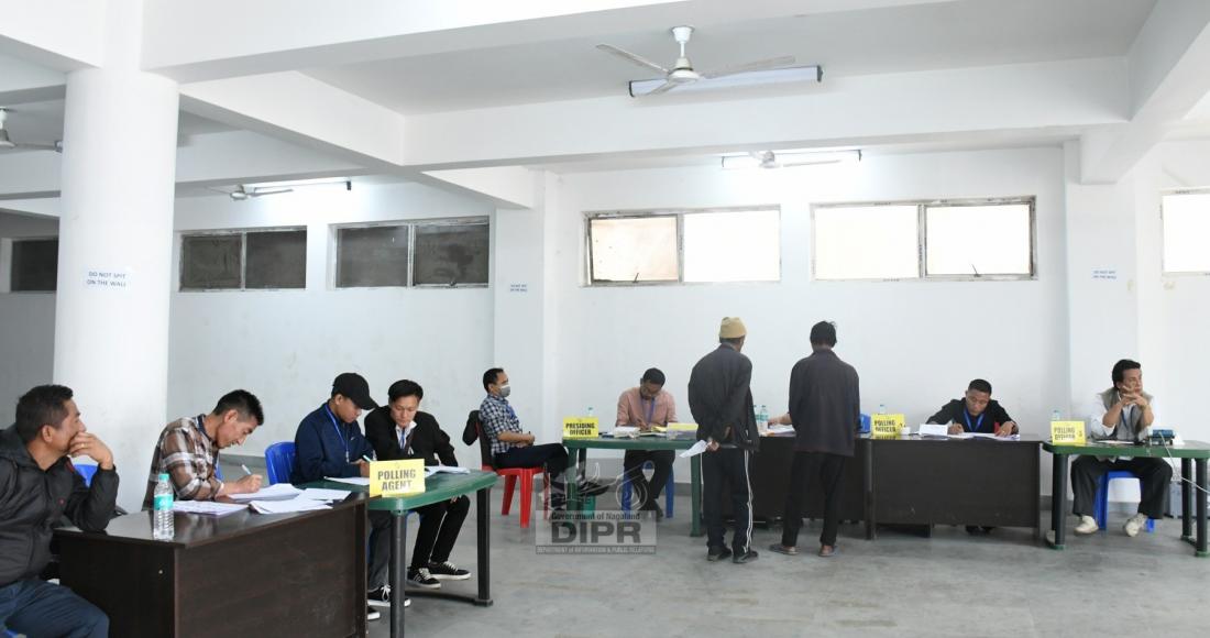 PwD team manning the Polling Station No. 2 at 9th Kohima Town at KMC Building (New Supermarket Complex) on 19th April 2024.