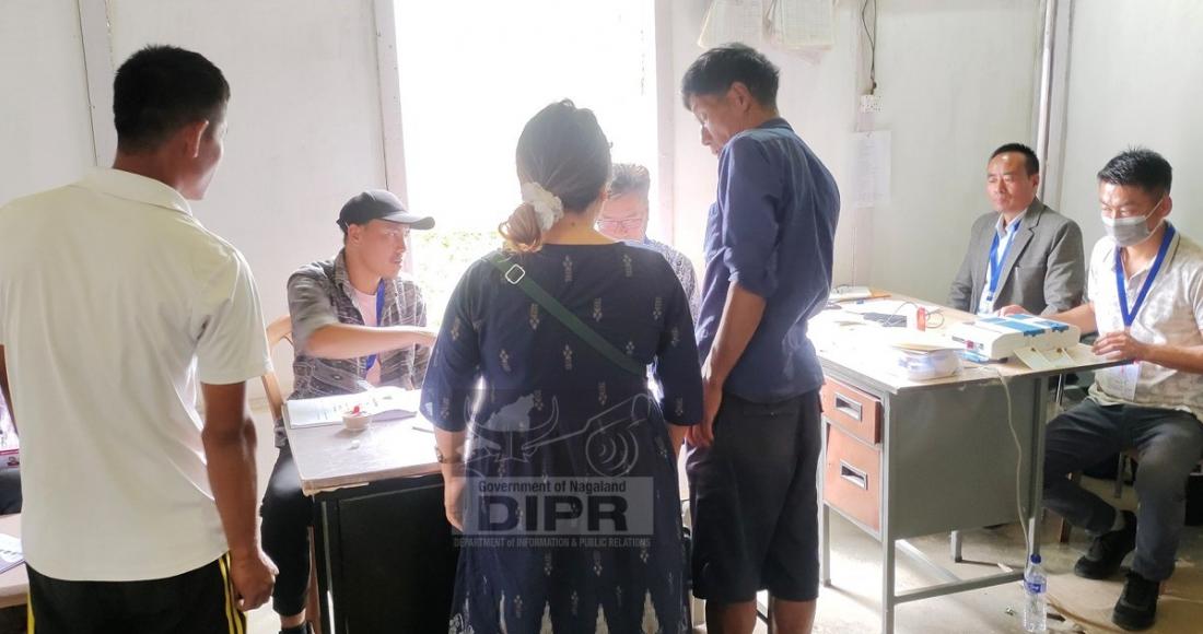 Voters casting their vote at NST Office, Tseminyu on 19th April 2024