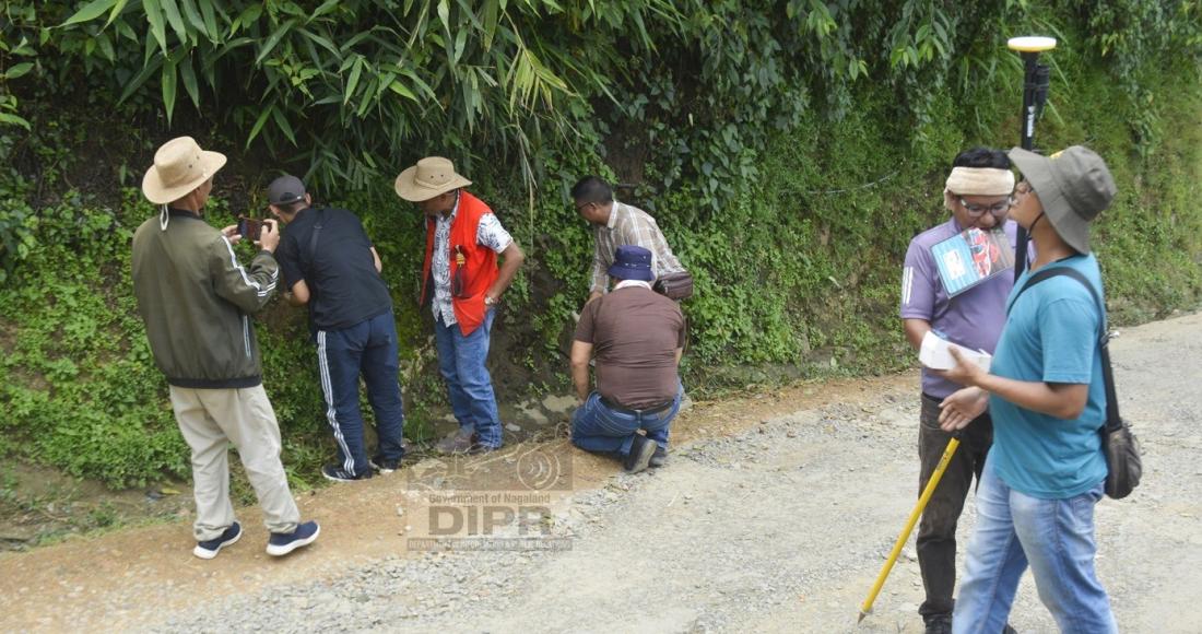 Technical team assigned by Department of Geology and Mining, surveying and assessing suitable areas at Alahuto colony on 16th July 2024